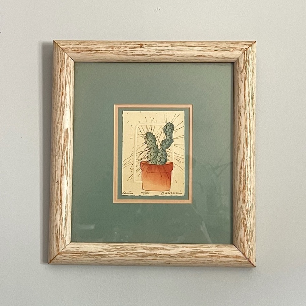 VINTAGE Brooke Morrison Limited Edition Art Prints Lithograph Cacti Framed